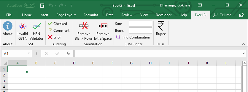 Excel BI add-in screenshot